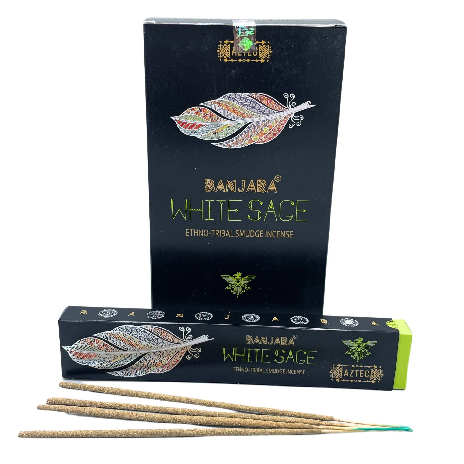Polished Banjara Tribal Smudge Incense White Sage featuring natural patterning and unique variations - Positive Faith Hope Love