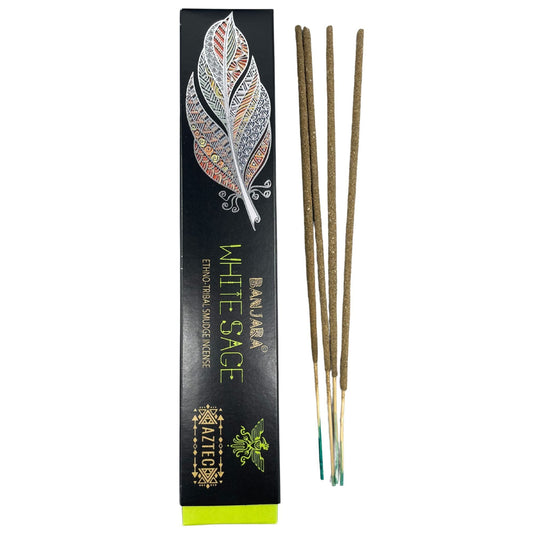 Polished Banjara Tribal Smudge Incense - White Sage featuring natural patterning and unique variations - Positive Faith Hope Love