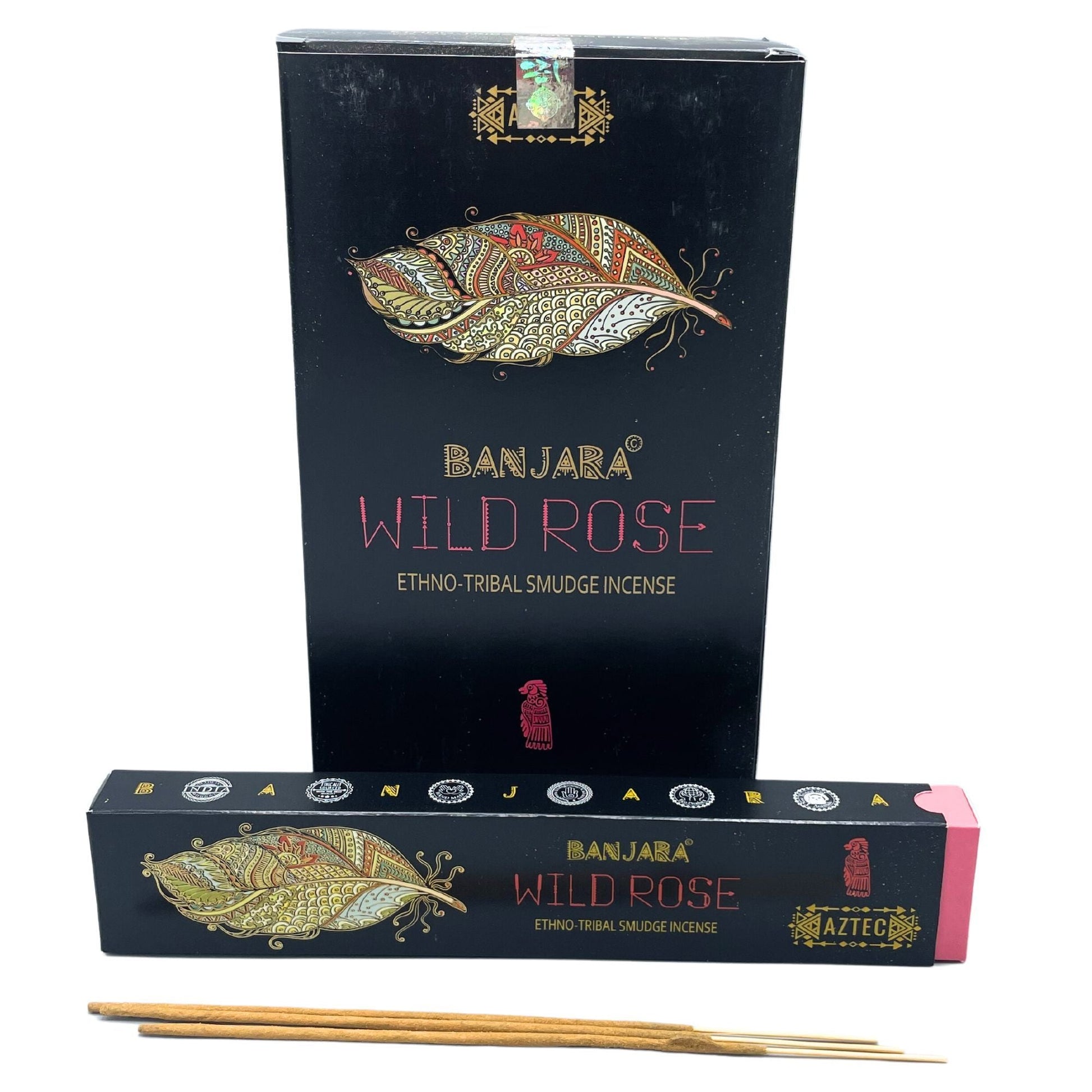 Polished Banjara Tribal Smudge Incense Wild Rose featuring natural patterning and unique variations - Positive Faith Hope Love