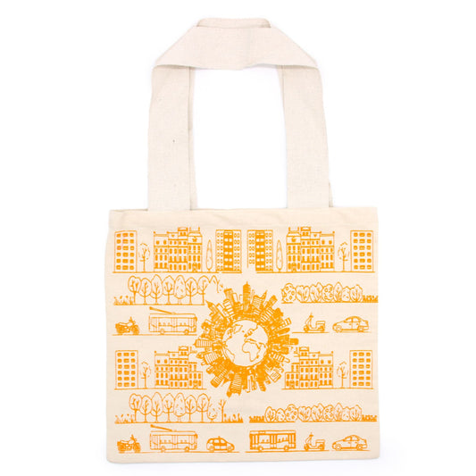Polished Big Cotton Shopping Bag - 38x42cm - City Life - 10oz featuring natural patterning and unique variations - Positive Faith Hope Love