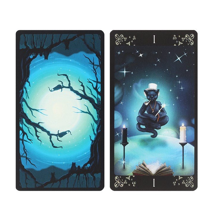 Polished Black Cats Tarot Cards featuring natural patterning and unique variations - Positive Faith Hope Love