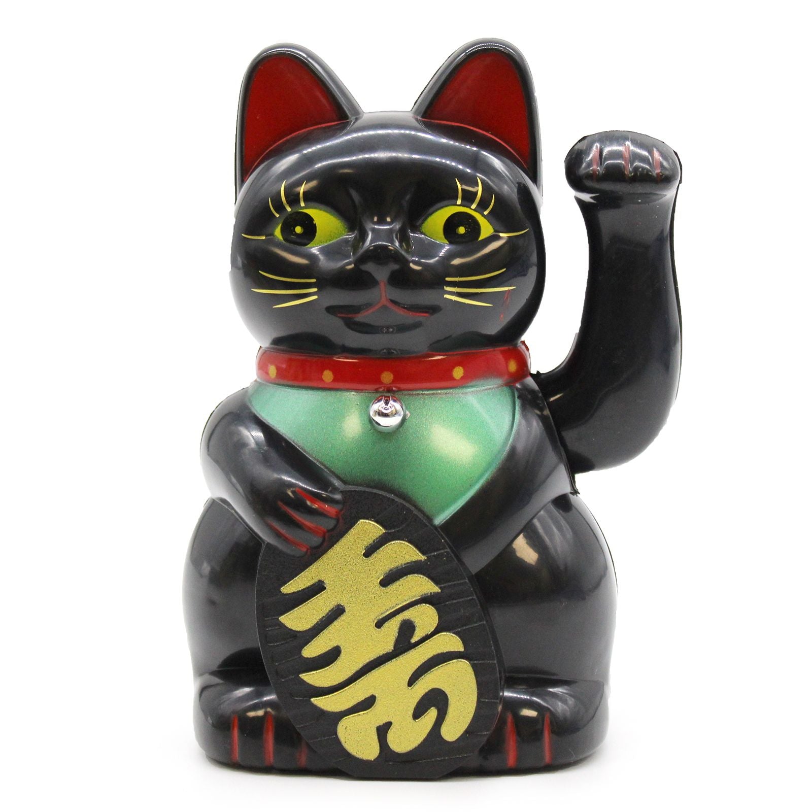 Polished Black Money Cat - 15cm featuring natural patterning and unique variations - Positive Faith Hope Love