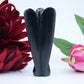 Polished Black Obsidian Angel 80Mm featuring deep jet-black tone and glassy finish - Positive Faith Hope Love