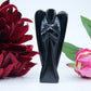 Polished Black Obsidian Angel 80Mm featuring deep jet-black tone and glassy finish - Positive Faith Hope Love