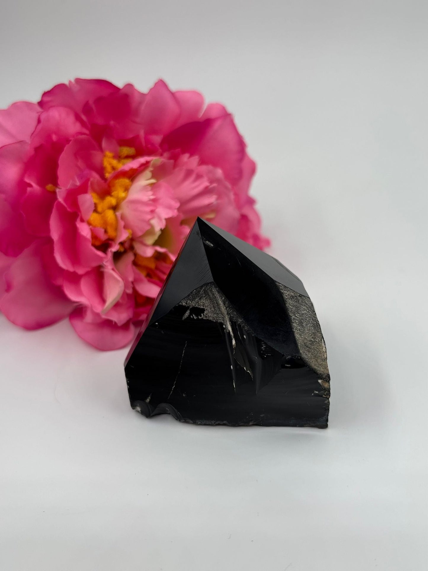 Black Obsidian Natural Point 173g - Positive Faith Hope Love