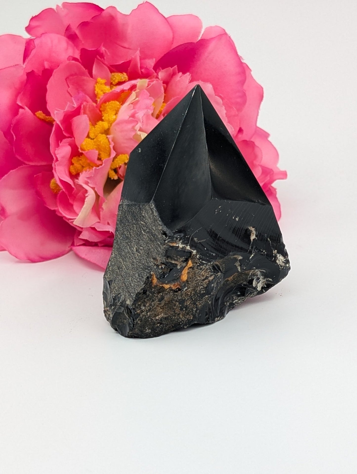 Black Obsidian Natural Point 190g - Positive Faith Hope Love