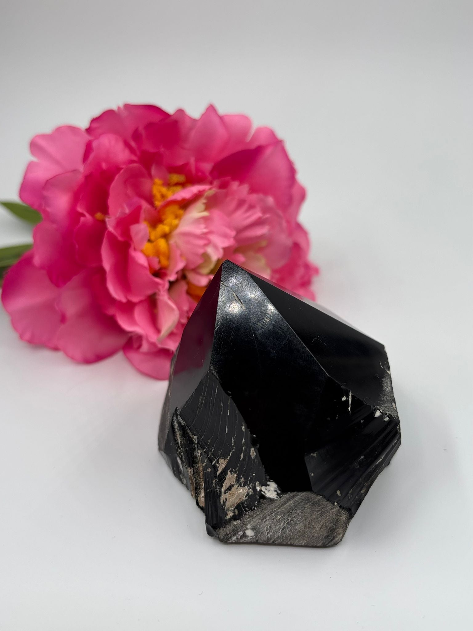 Black Obsidian Natural Point 284g - Positive Faith Hope Love