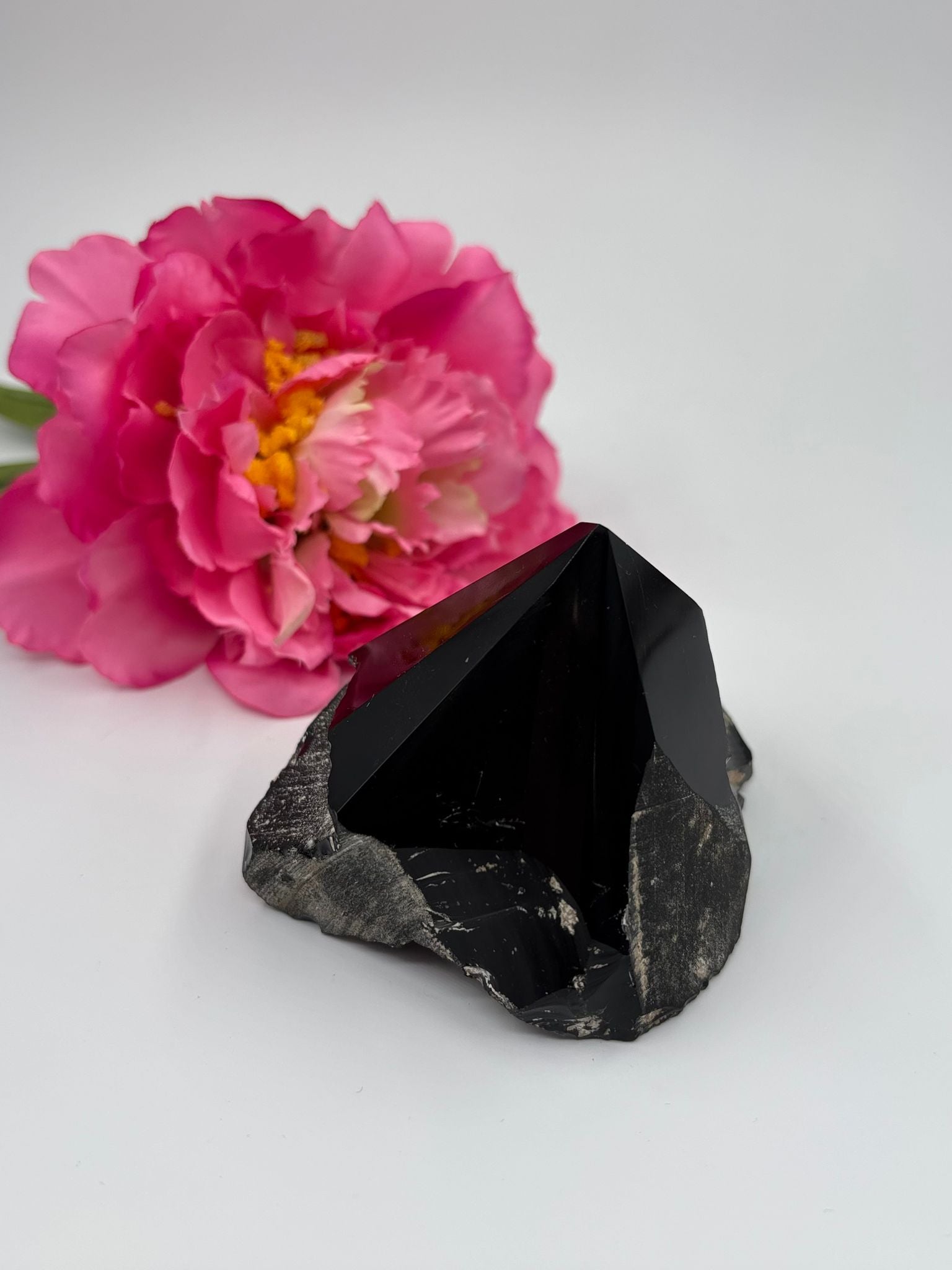 Black Obsidian Natural Point 284g - Positive Faith Hope Love