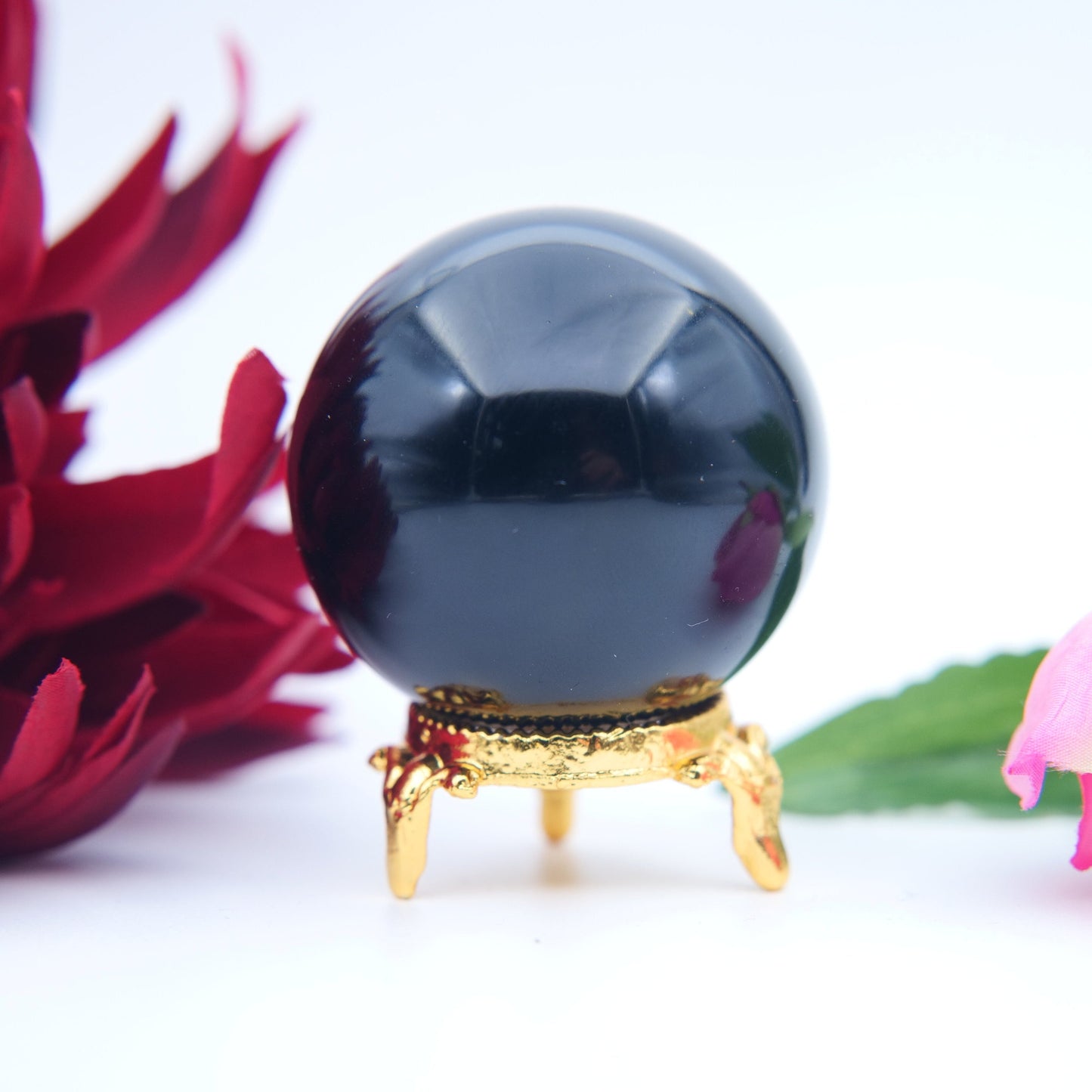 Black Obsidian Sphere — 50 mm • 160 g - Positive Faith Hope Love