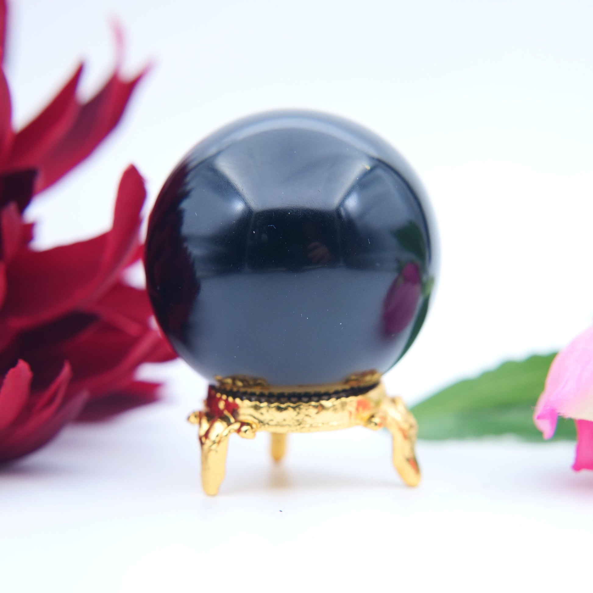 Black Obsidian Sphere — 50 mm • 160 g - Positive Faith Hope Love