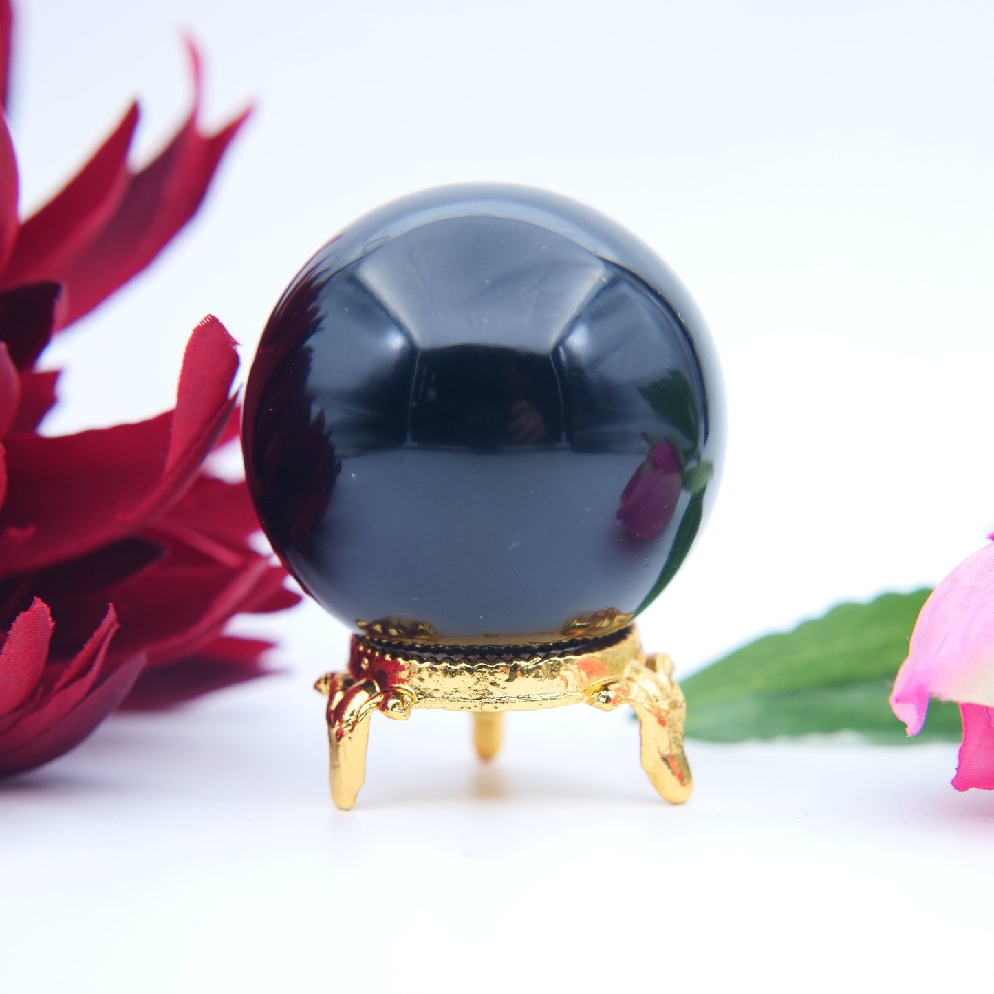 Black Obsidian Sphere — 50 mm • 160 g - Positive Faith Hope Love