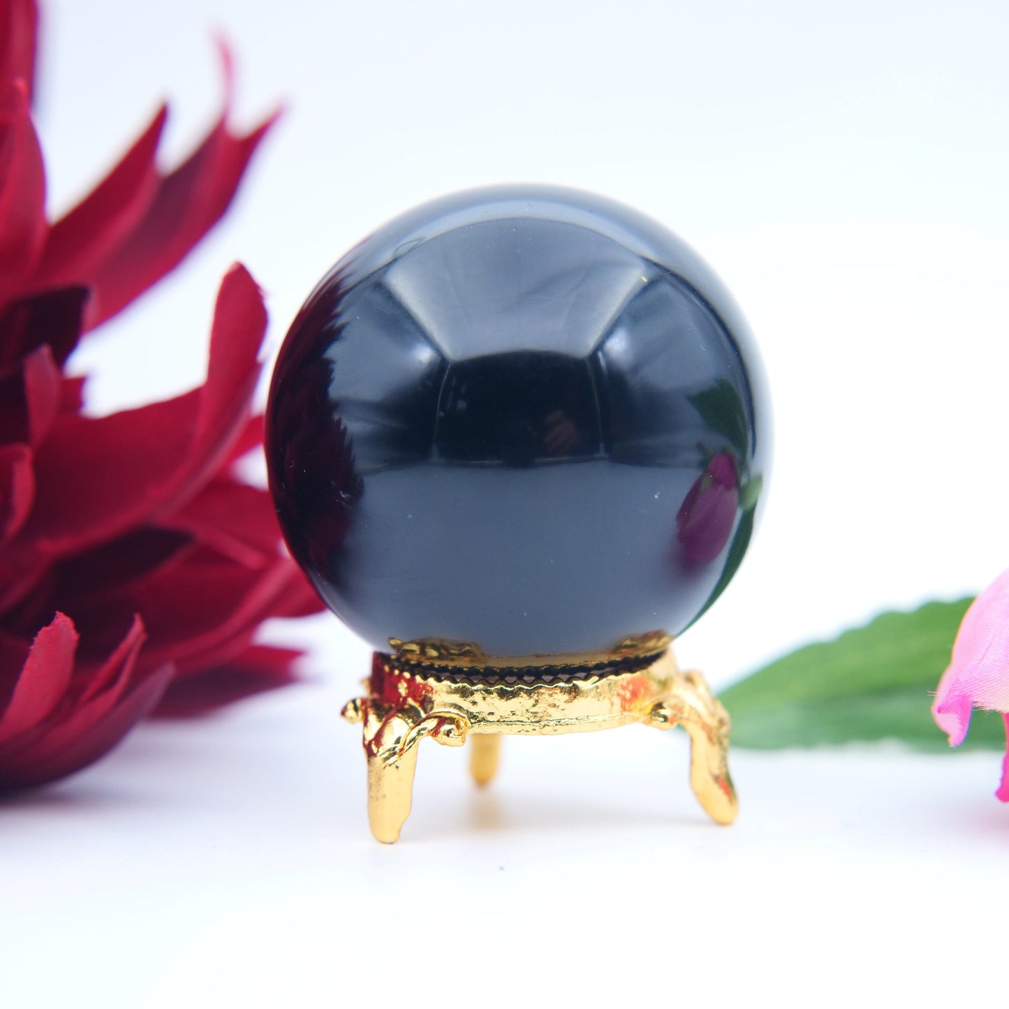 Black Obsidian Sphere — 50 mm • 160 g - Positive Faith Hope Love