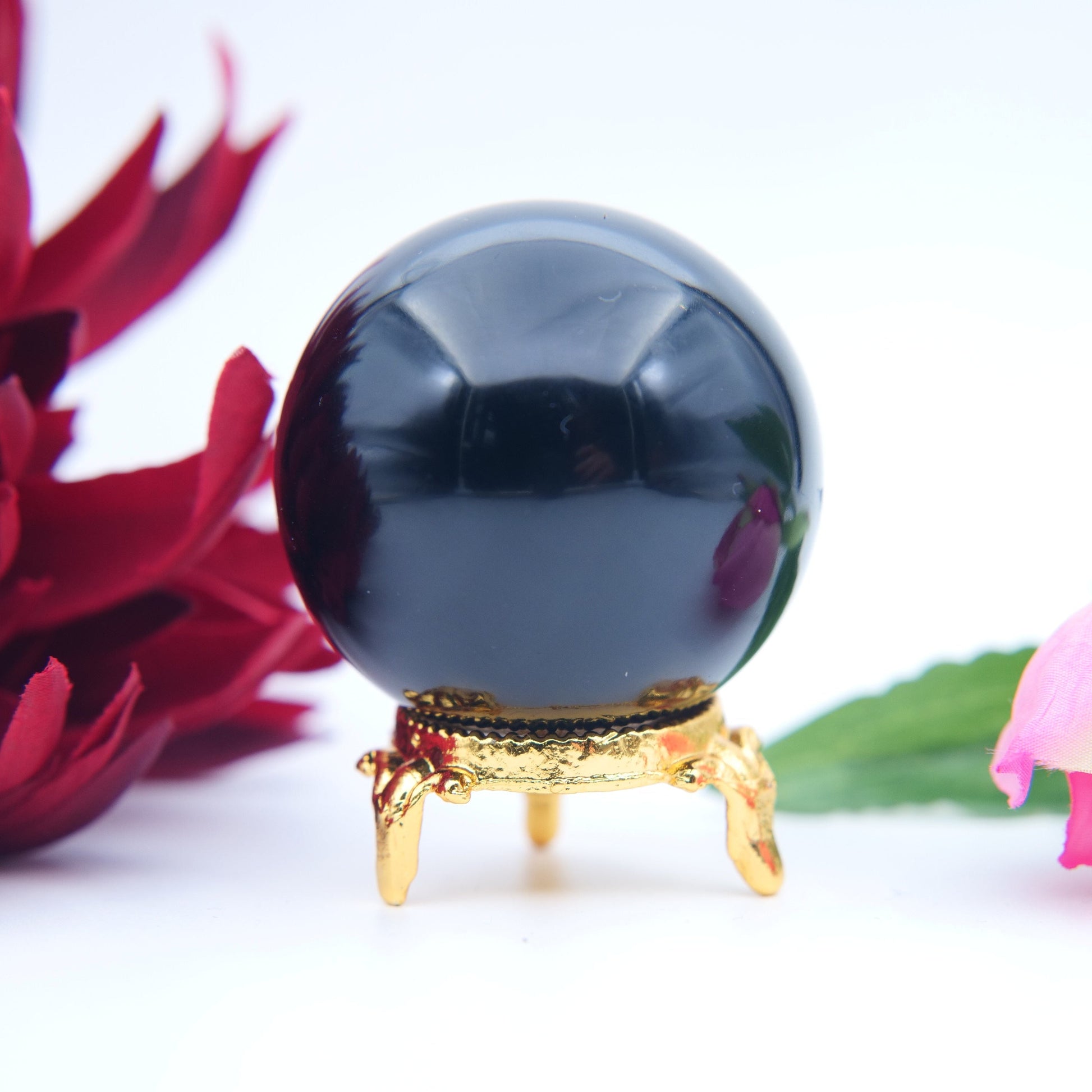 Black Obsidian Sphere — 50 mm • 160 g - Positive Faith Hope Love
