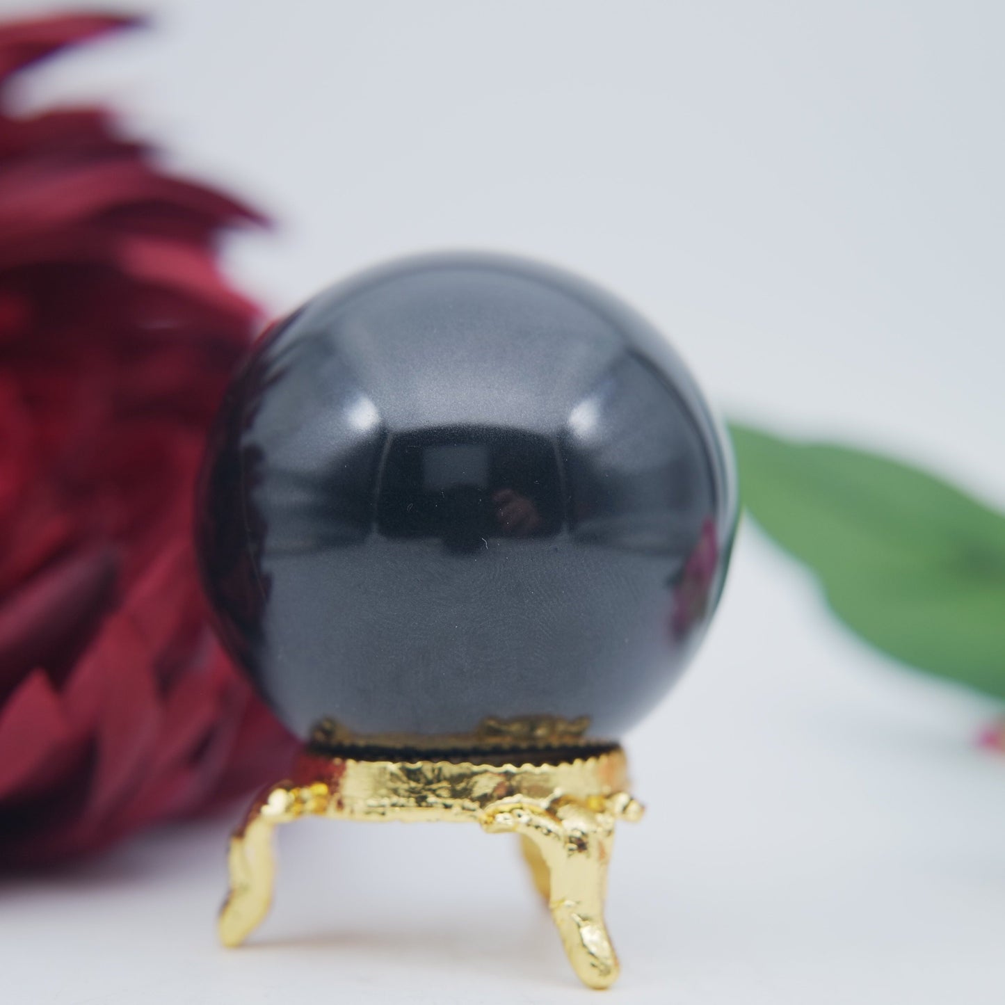Polished Black Obsidian Sphere 55Mm 230G featuring deep jet-black tone and glassy finish - Positive Faith Hope Love
