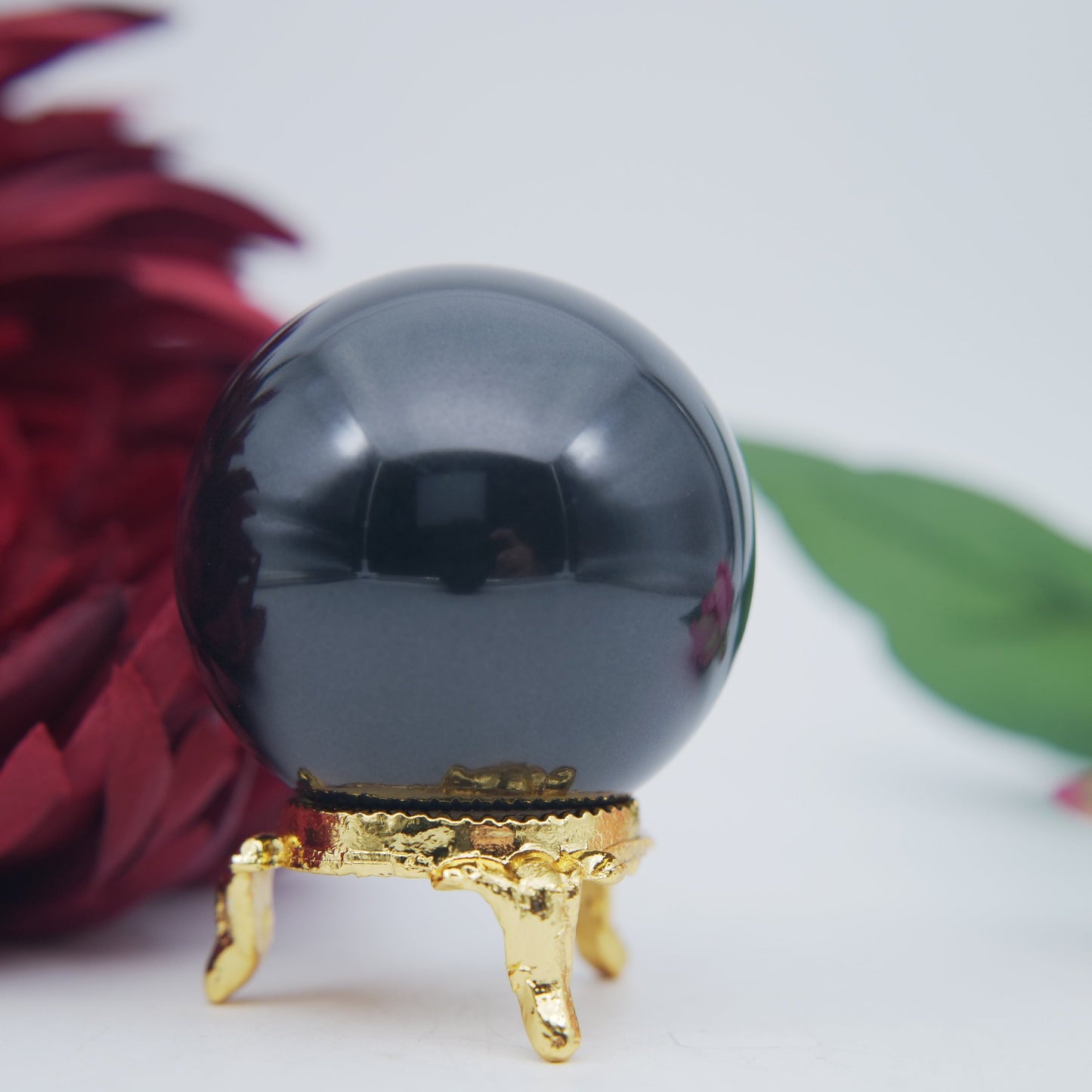 Polished Black Obsidian Sphere 55Mm 230G featuring deep jet-black tone and glassy finish - Positive Faith Hope Love