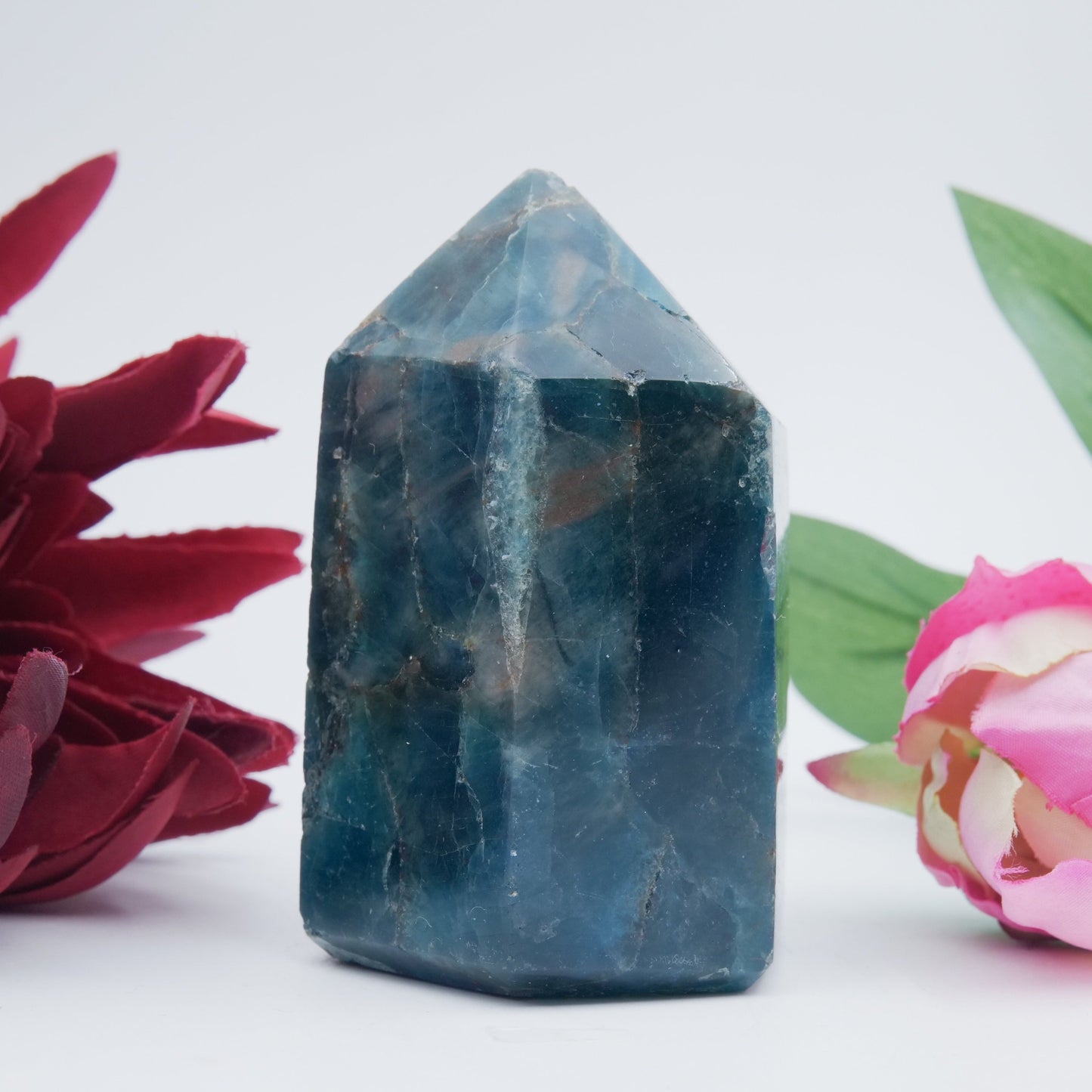 Blue Apatite polished Tower 320grams - Positive Faith Hope Love