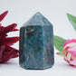 Blue Apatite polished Tower 320grams - Positive Faith Hope Love