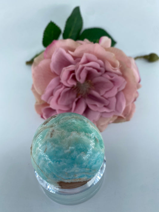 Blue Aragonite Sphere 116 grams - Positive Faith Hope Love