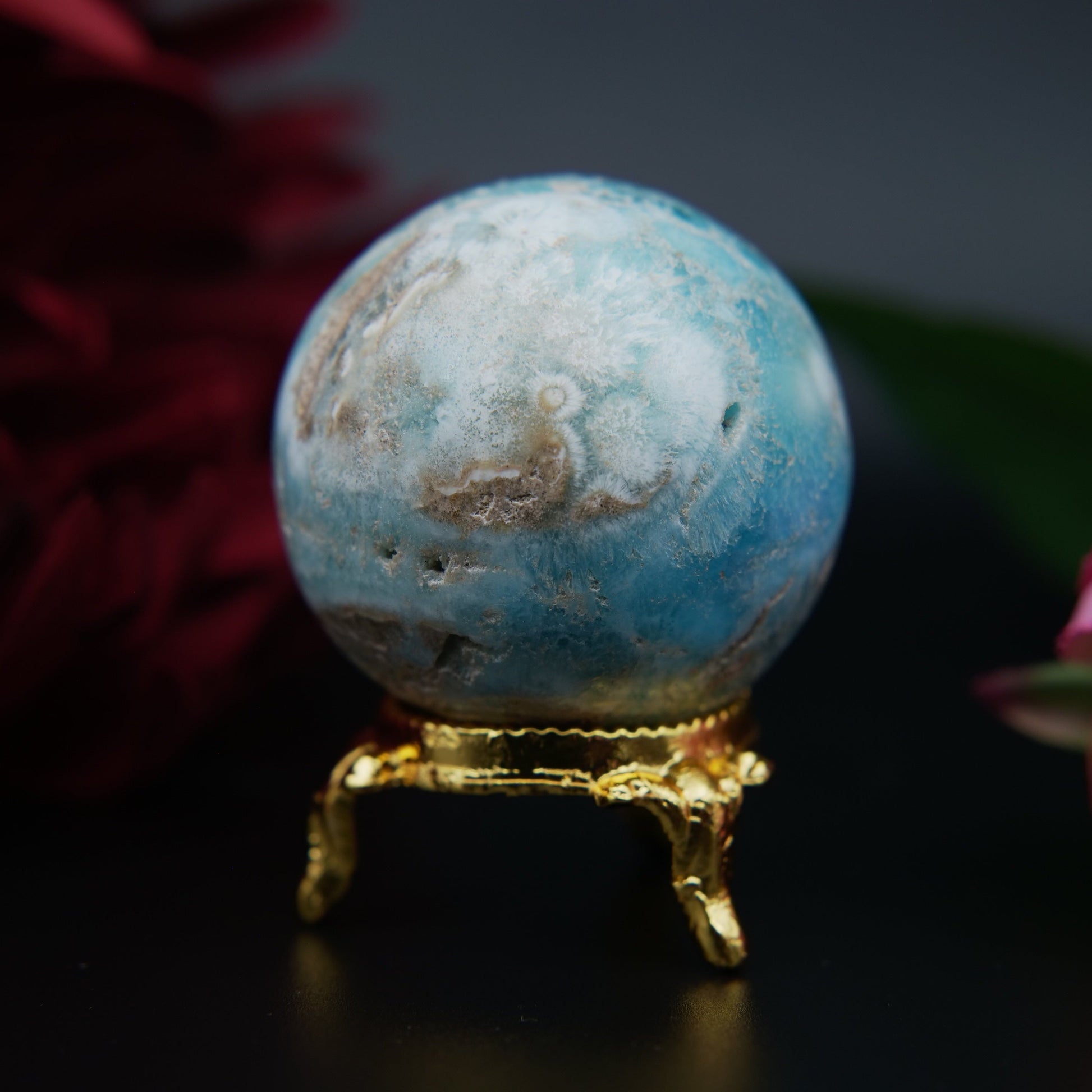 Blue Aragonite Sphere — 149 g (47 mm) - Positive Faith Hope Love