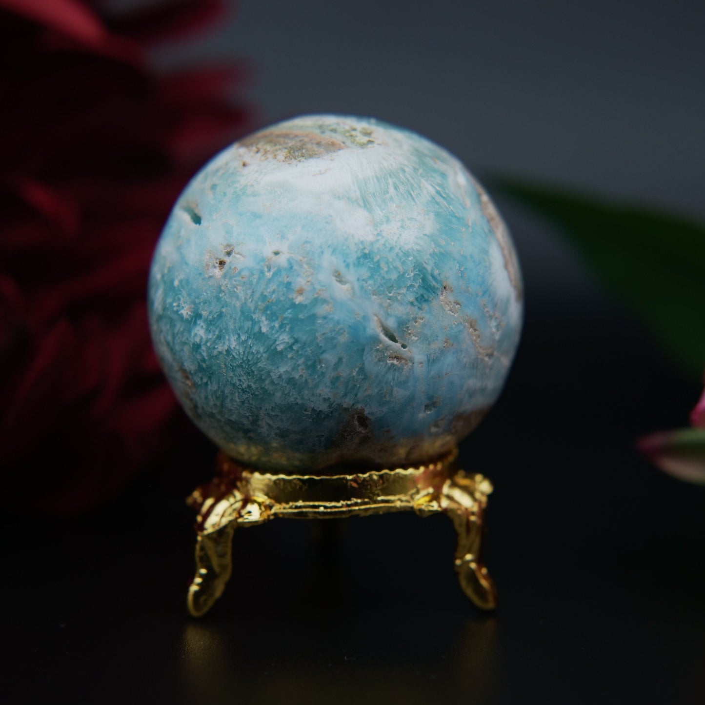 Blue Aragonite Sphere — 149 g (47 mm) - Positive Faith Hope Love