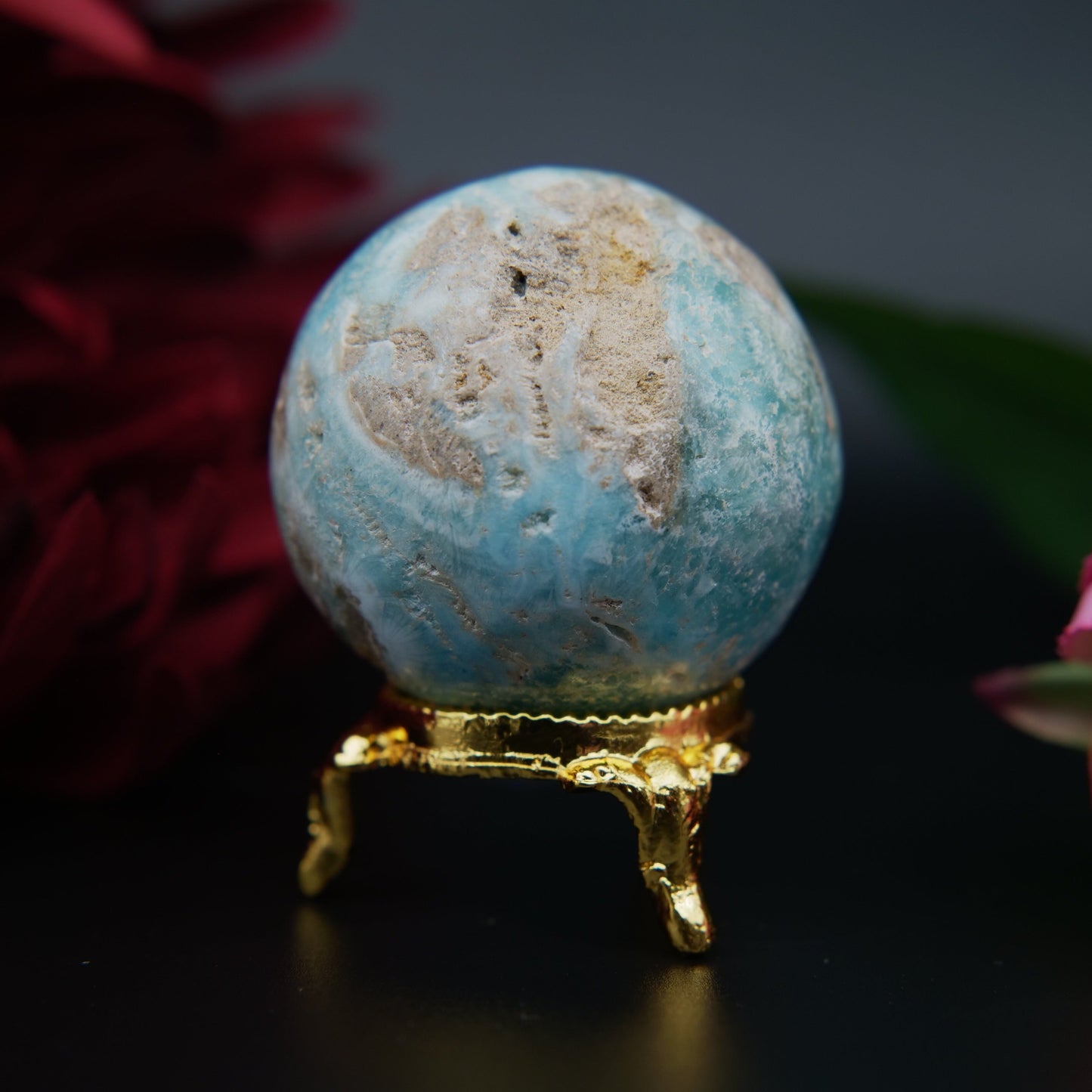 Blue Aragonite Sphere — 149 g (47 mm) - Positive Faith Hope Love