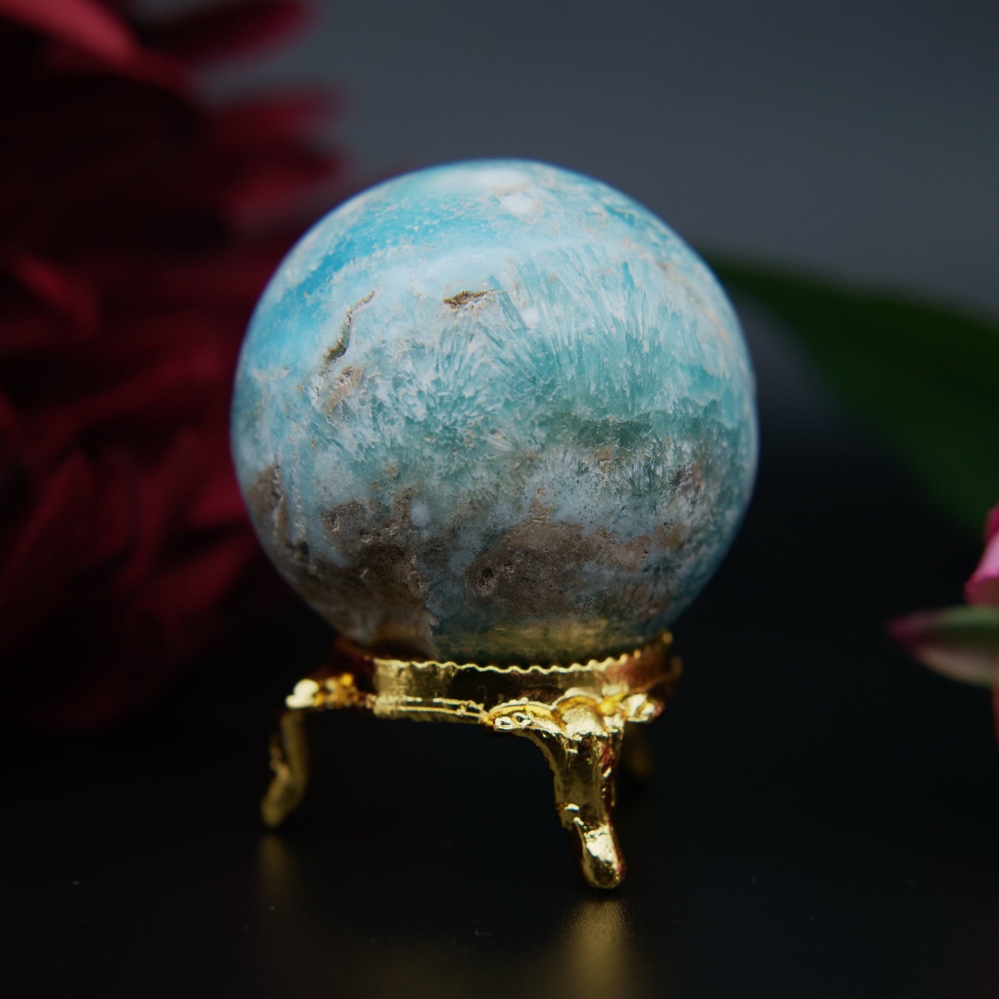 Blue Aragonite Sphere — 149 g (47 mm) - Positive Faith Hope Love