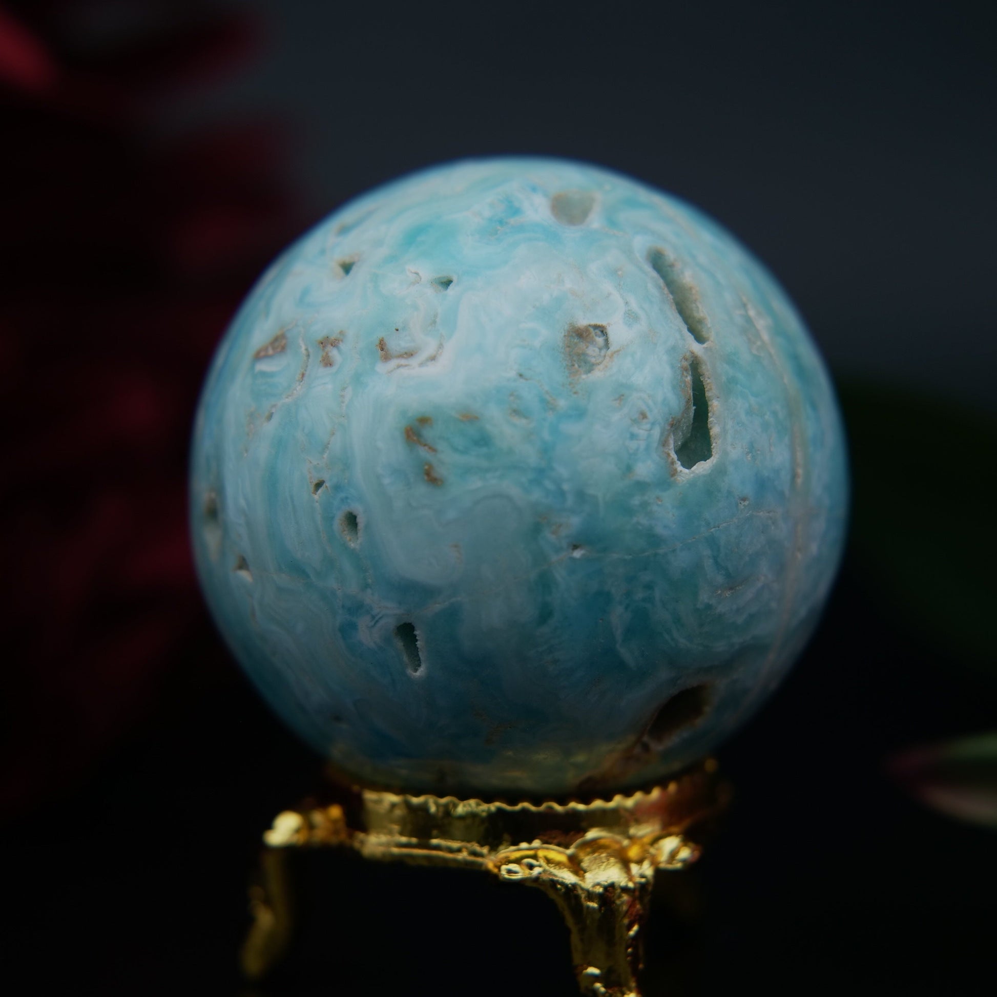 Blue Aragonite Sphere — 179 g (50 mm) - Positive Faith Hope Love