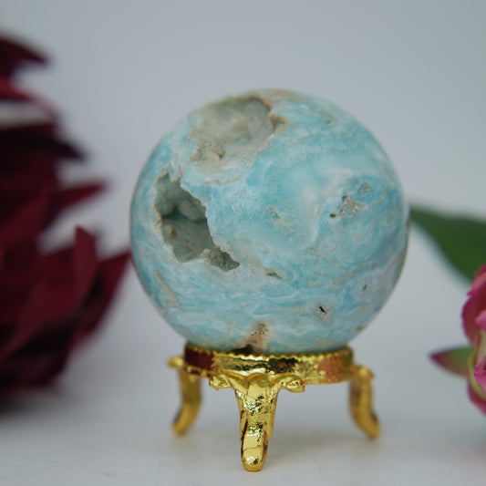 Blue Aragonite Sphere — 179 g (50 mm) - Positive Faith Hope Love