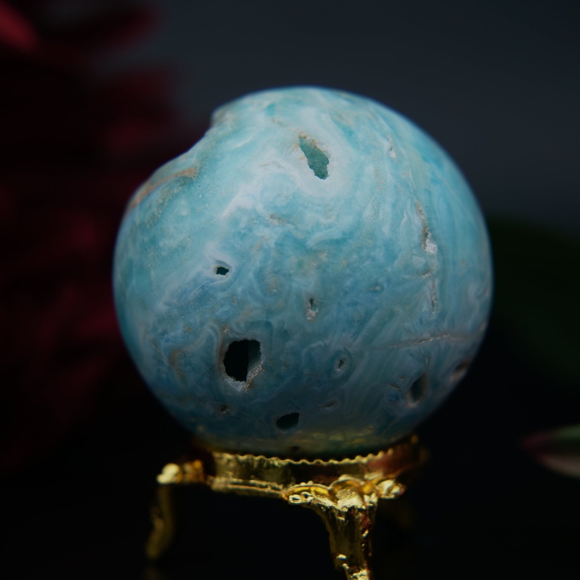 Blue Aragonite Sphere — 179 g (50 mm) - Positive Faith Hope Love