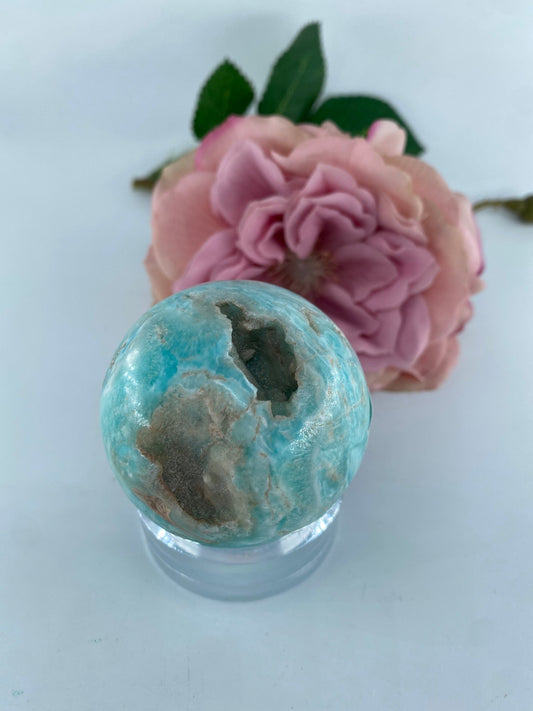 Blue Aragonite Sphere 179grams - Positive Faith Hope Love