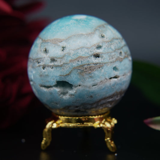 Blue Aragonite Sphere — 212 g (54 mm) - Positive Faith Hope Love