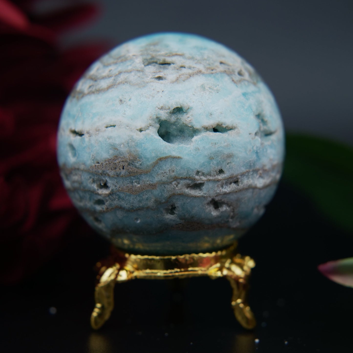 Blue Aragonite Sphere — 212 g (54 mm) - Positive Faith Hope Love