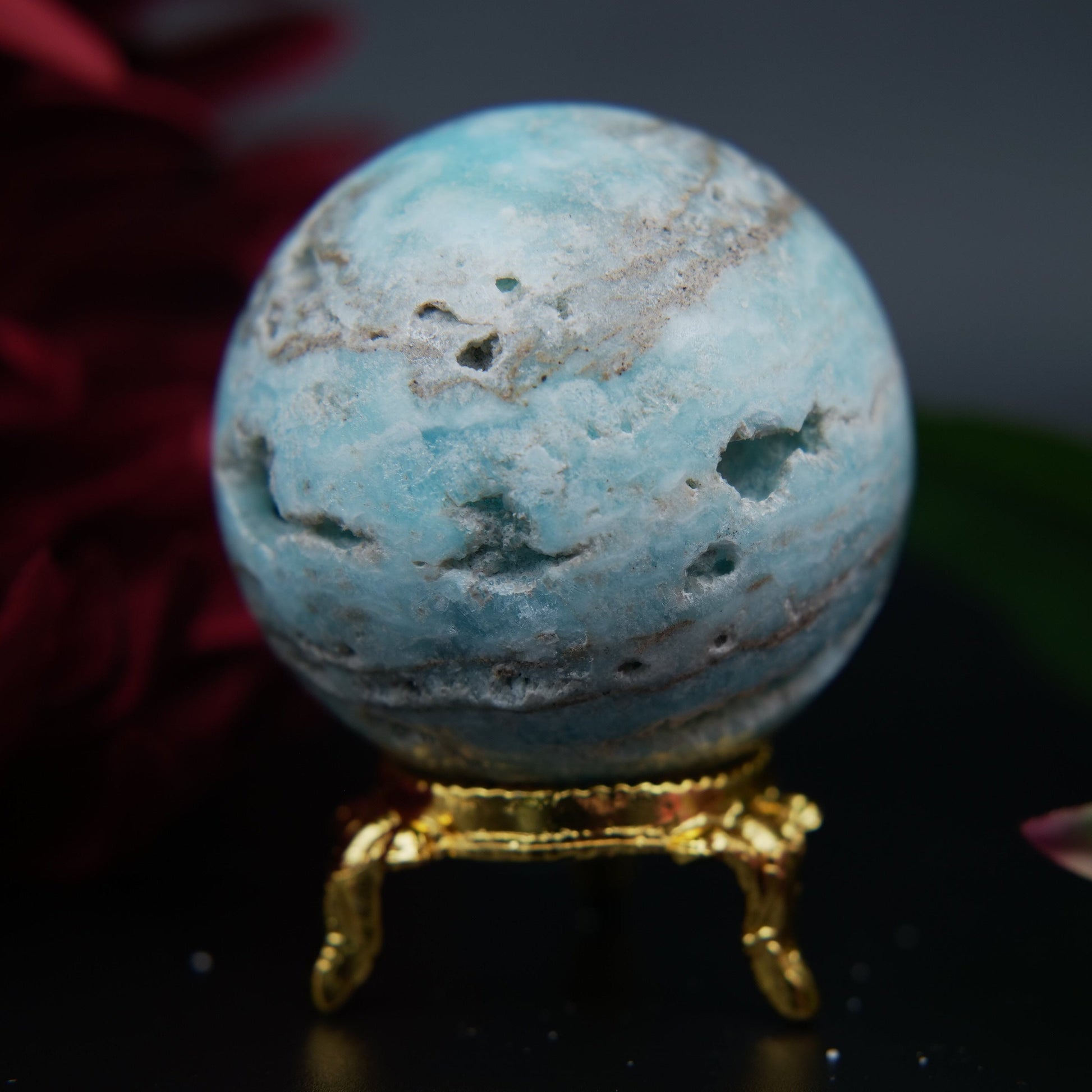 Blue Aragonite Sphere — 212 g (54 mm) - Positive Faith Hope Love