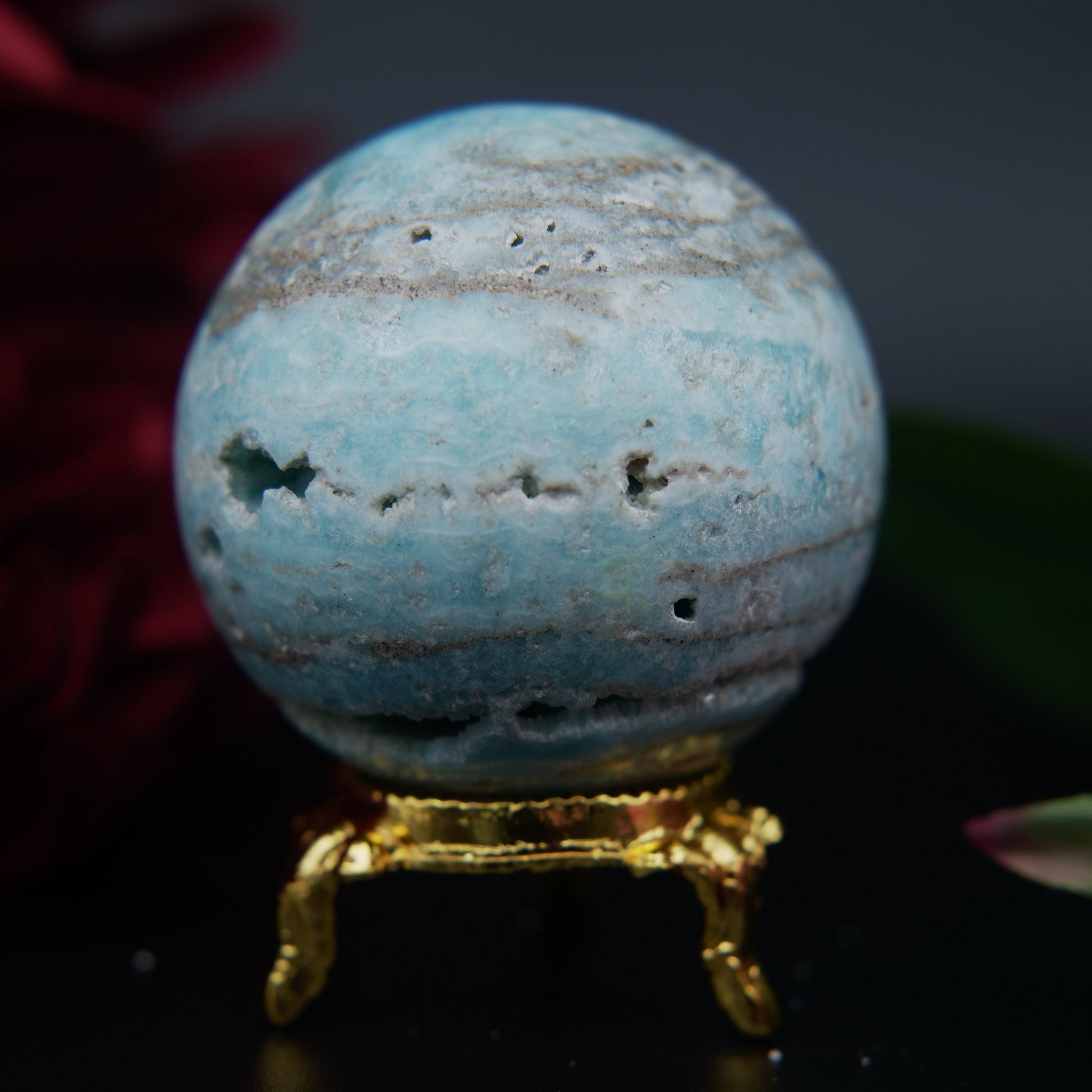 Blue Aragonite Sphere — 212 g (54 mm) - Positive Faith Hope Love