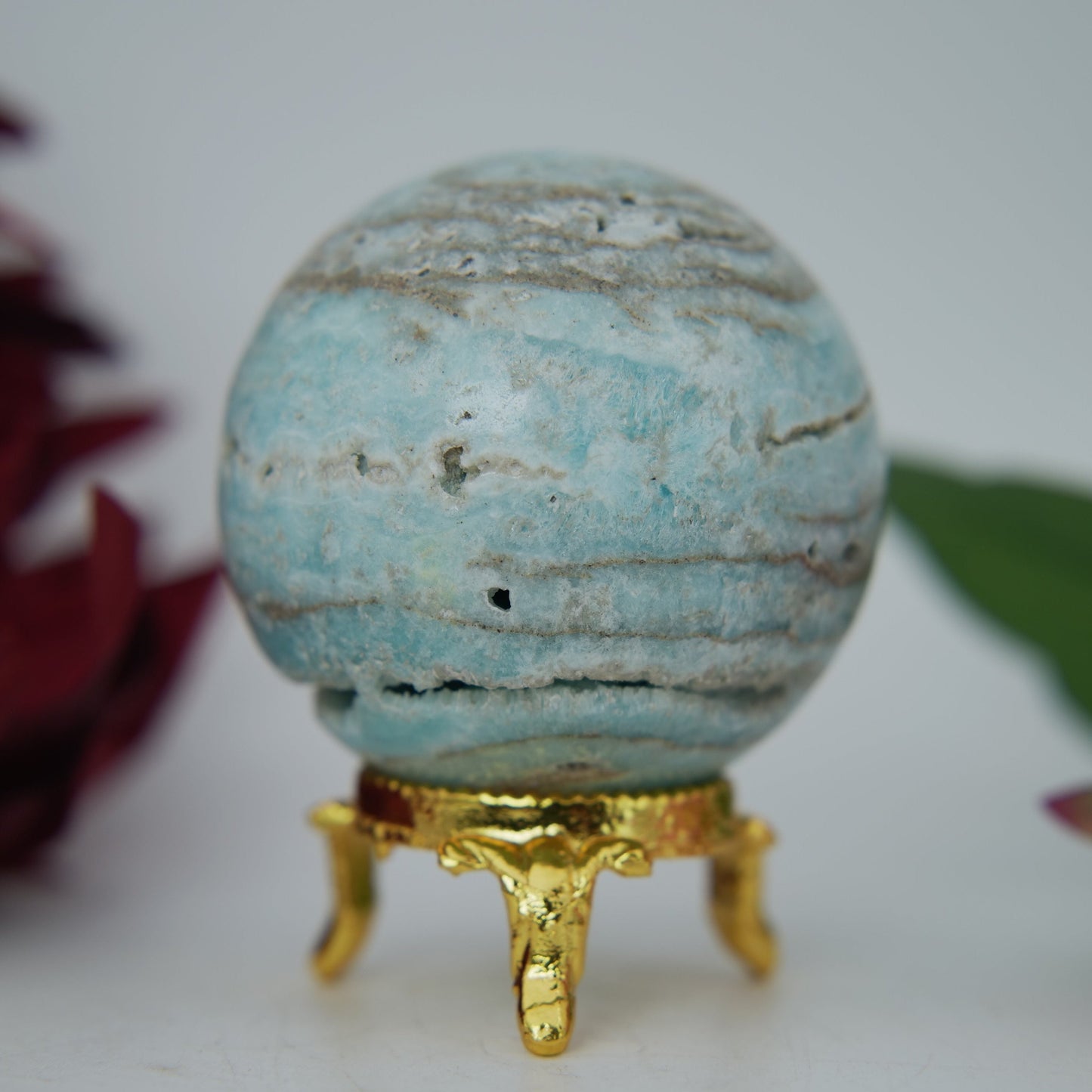 Blue Aragonite Sphere — 212 g (54 mm) - Positive Faith Hope Love
