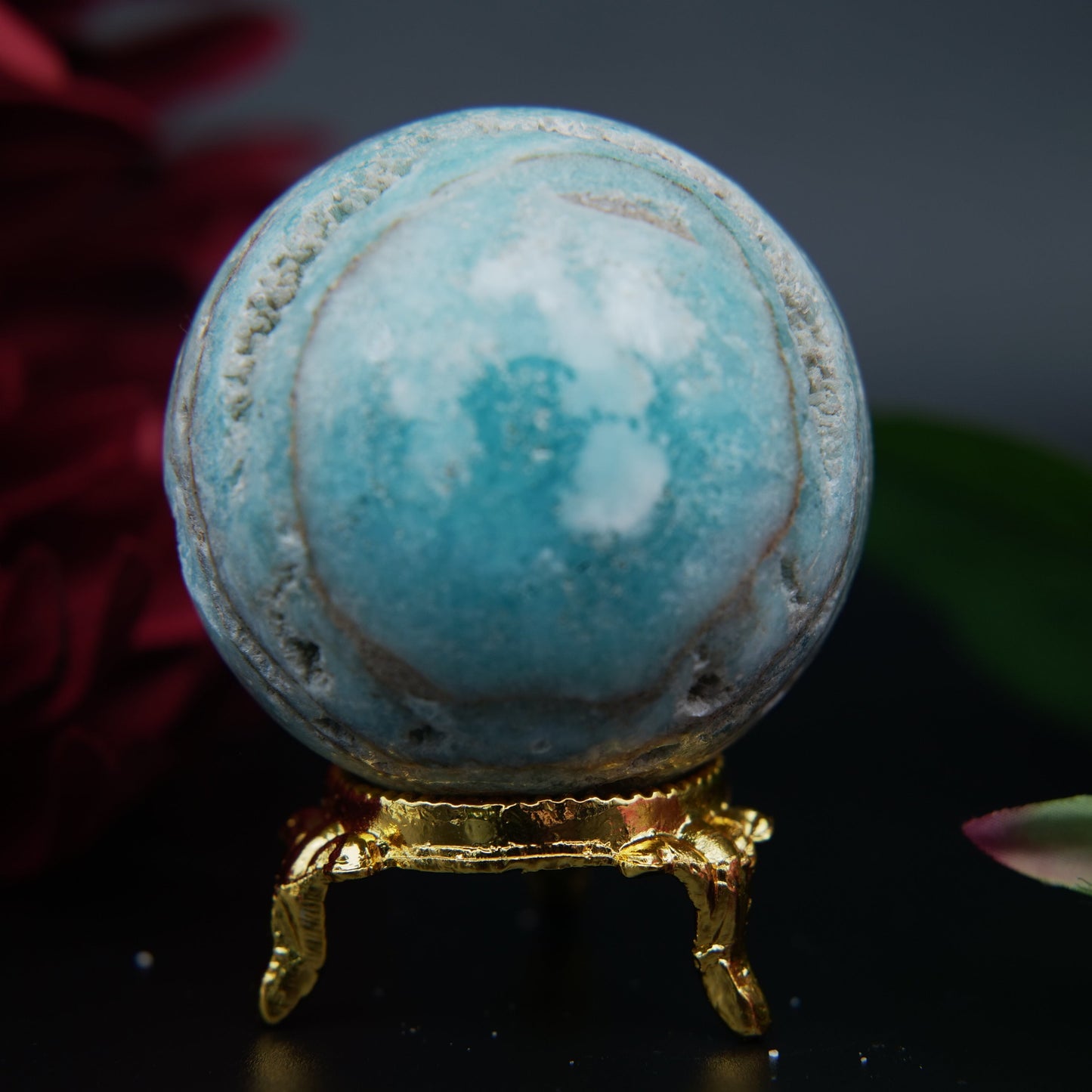 Blue Aragonite Sphere — 212 g (54 mm) - Positive Faith Hope Love