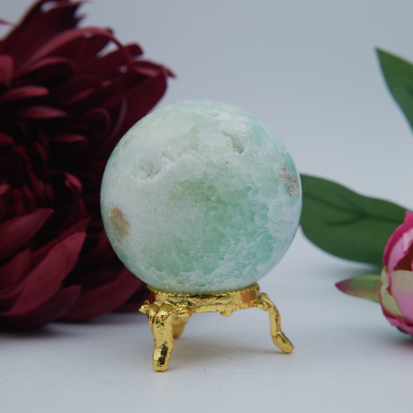 Blue Aragonite Sphere — 237 g (55 mm) - Positive Faith Hope Love