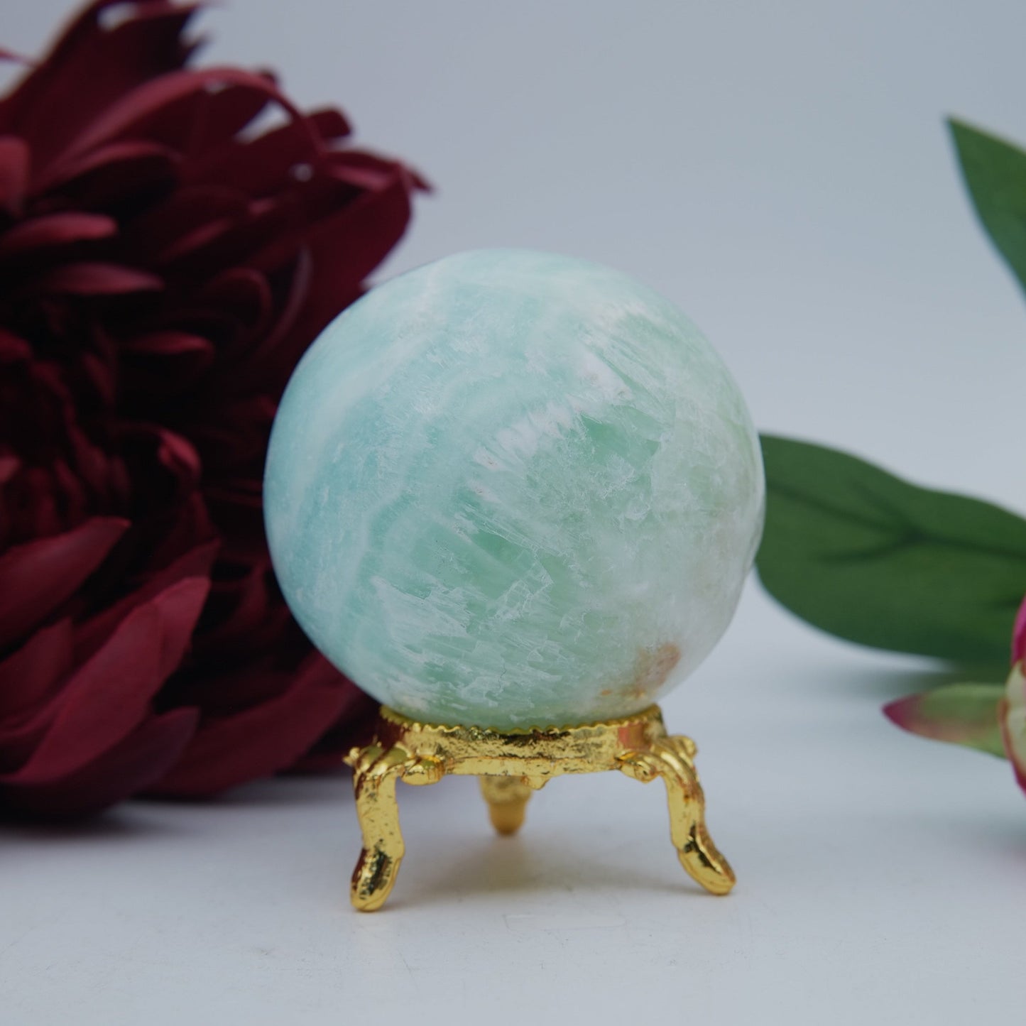 Blue Aragonite Sphere — 237 g (55 mm) - Positive Faith Hope Love