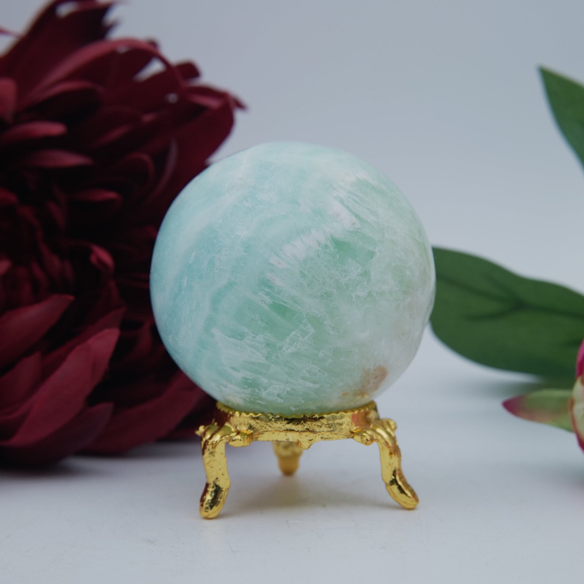 Blue Aragonite Sphere — 237 g (55 mm) - Positive Faith Hope Love