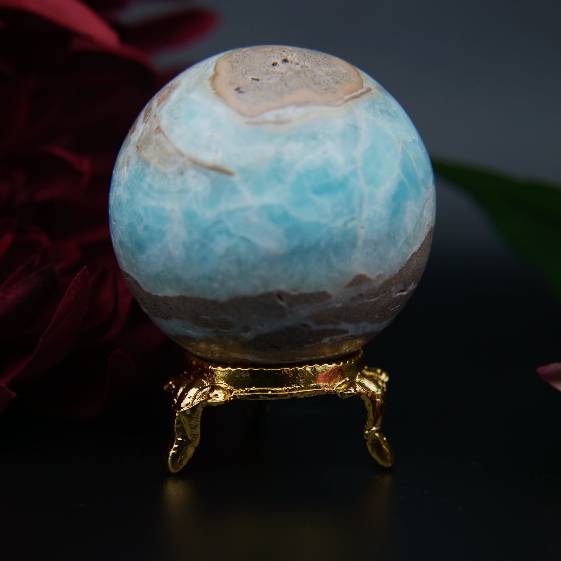 Blue Aragonite Sphere — 257 g - Positive Faith Hope Love
