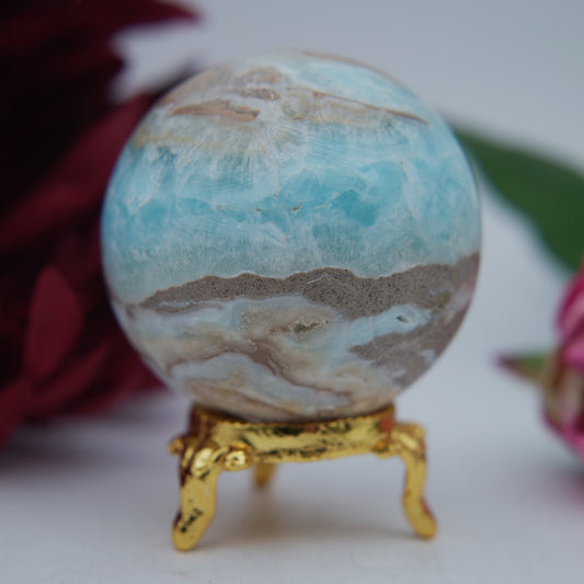 Blue Aragonite Sphere — 257 g - Positive Faith Hope Love