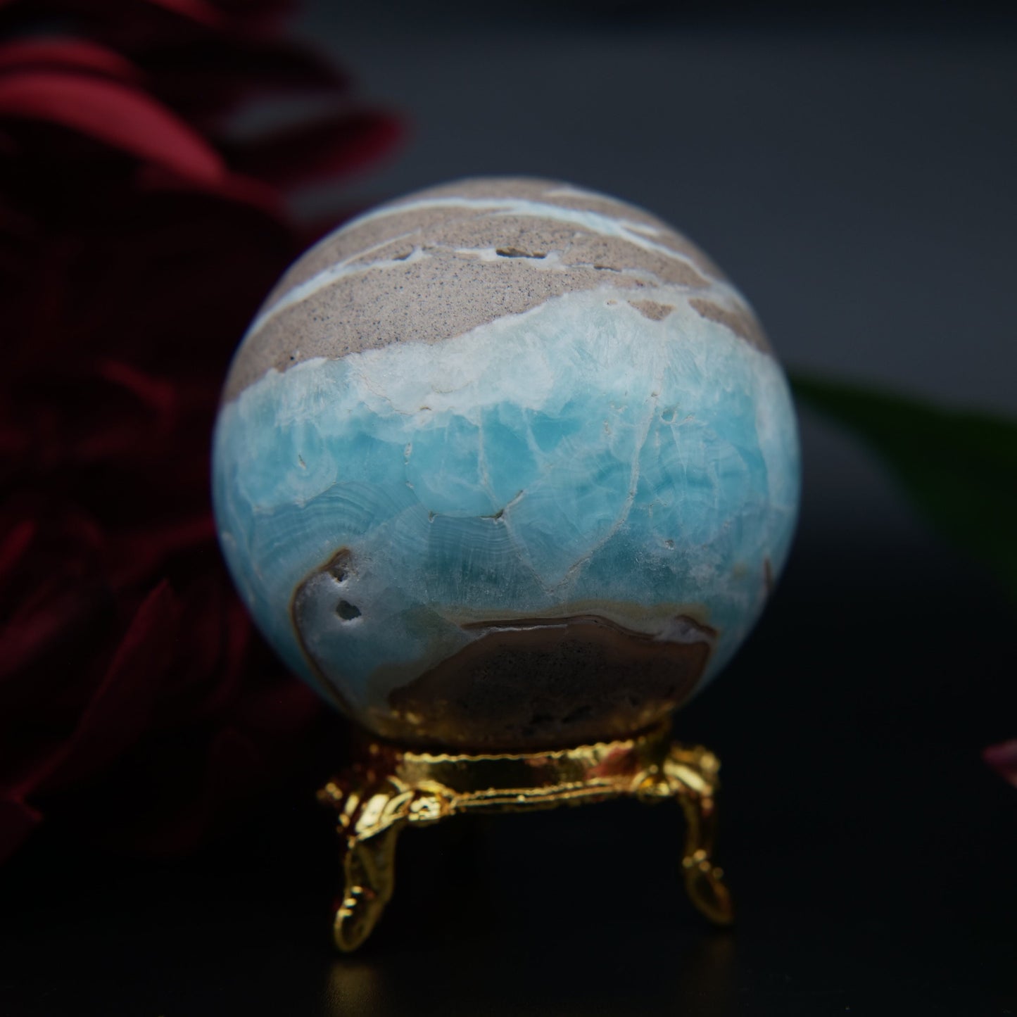 Blue Aragonite Sphere — 257 g - Positive Faith Hope Love