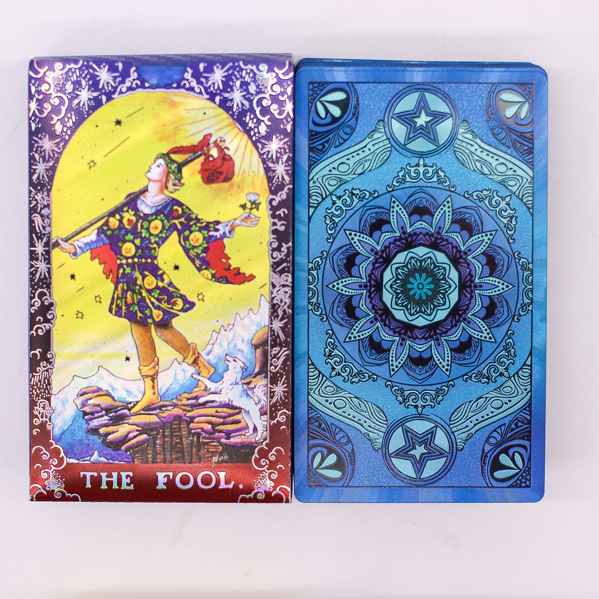 Blue Foil Tarot Card Set - Mandala - with booklet - Positive Faith Hope Love