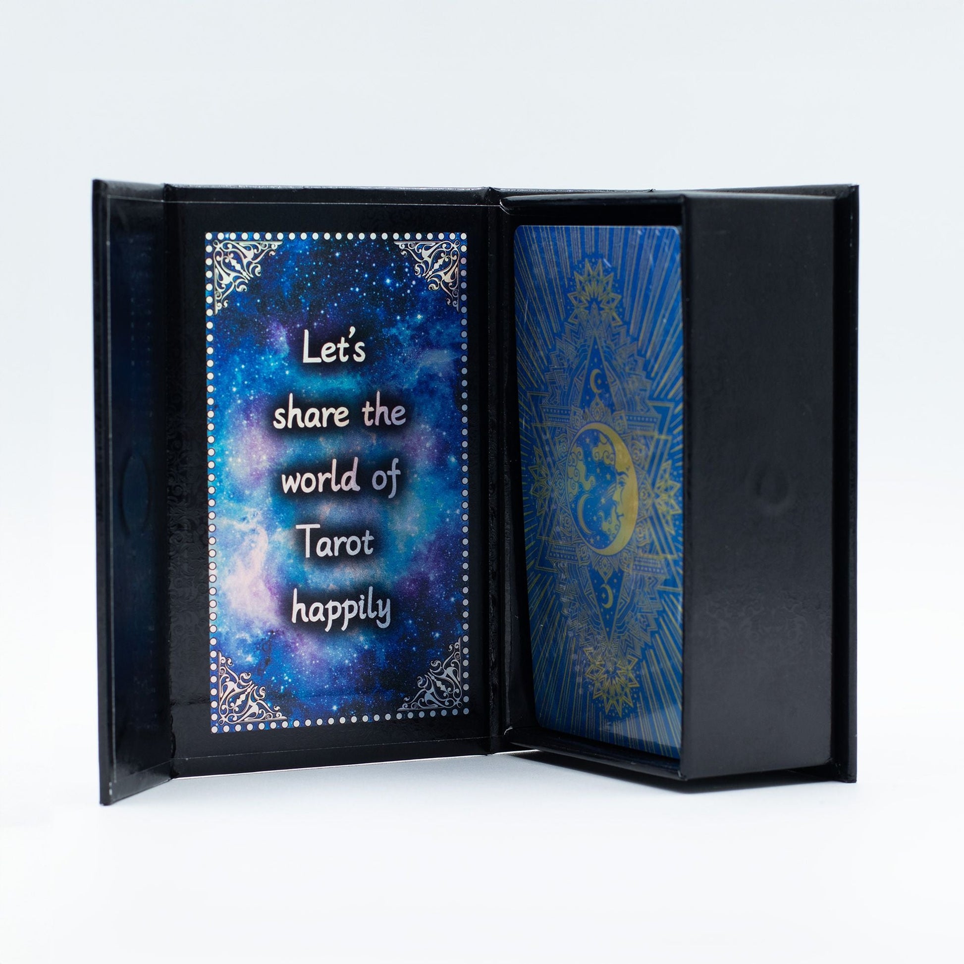 Blue Foil Tarot Card Set - Moon Face - with booklet - Positive Faith Hope Love
