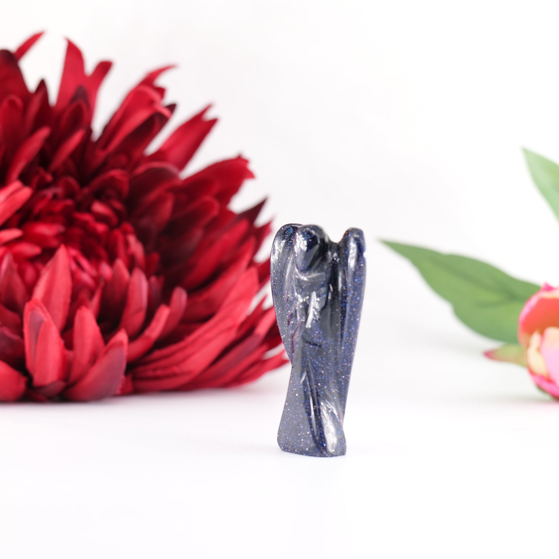 Polished Blue Gold Stone Angel 55Mm featuring natural patterning and unique variations - Positive Faith Hope Love