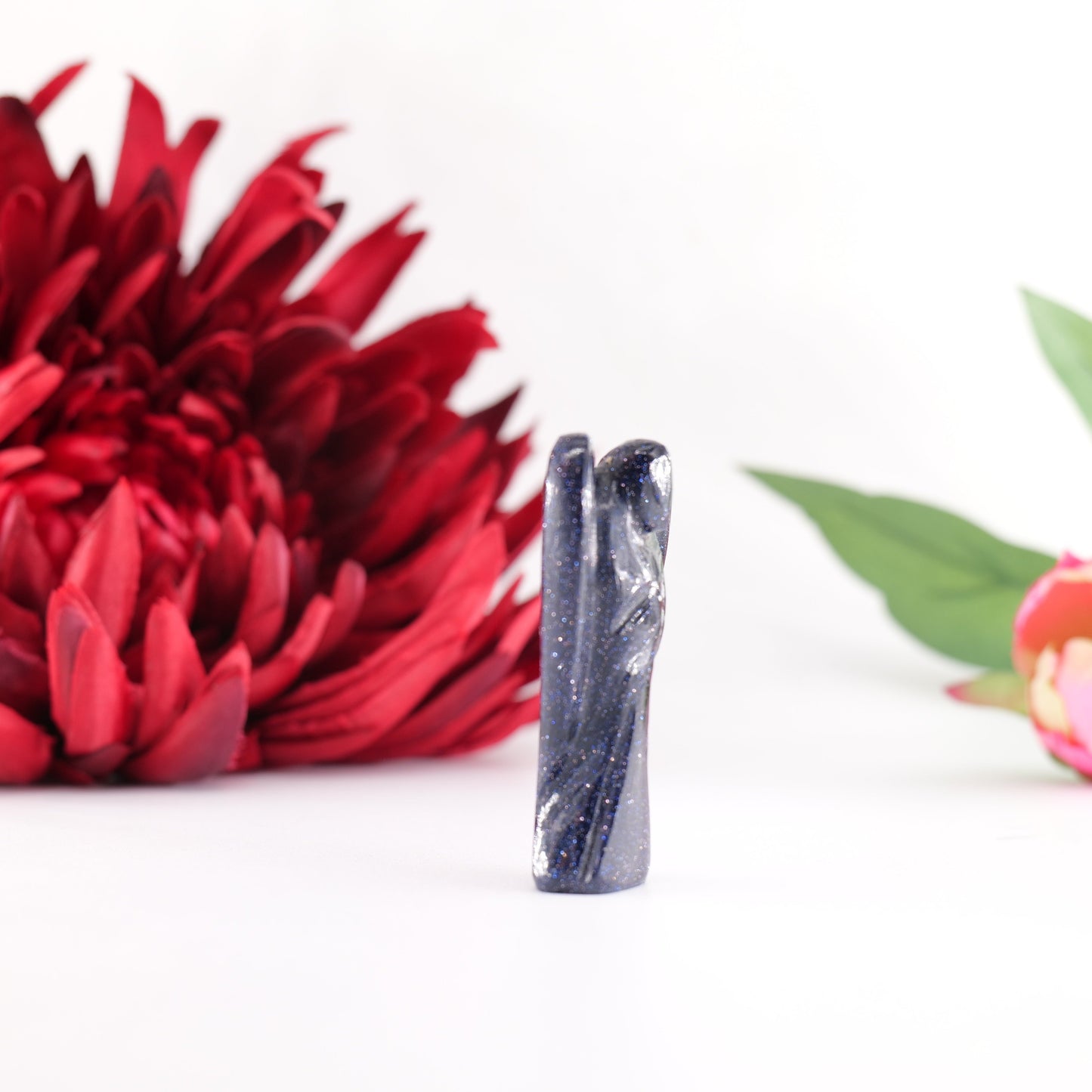 Polished Blue Gold Stone Angel 55Mm featuring natural patterning and unique variations - Positive Faith Hope Love