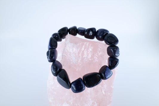 Blue Goldstone Tumblestone Bracelet - Positive Faith Hope Love