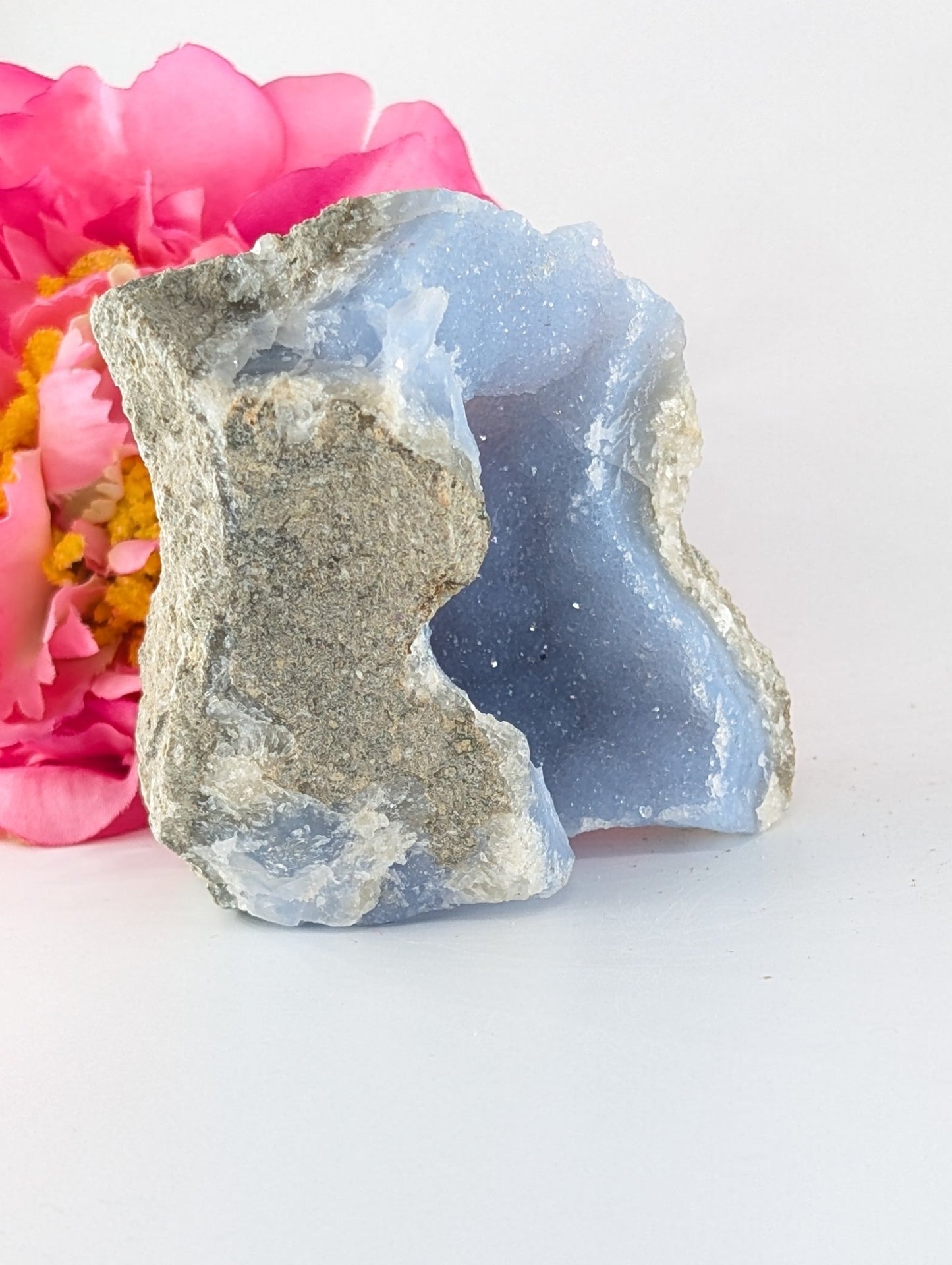 Blue Lace Agate Geode Specimen 248g - Positive Faith Hope Love