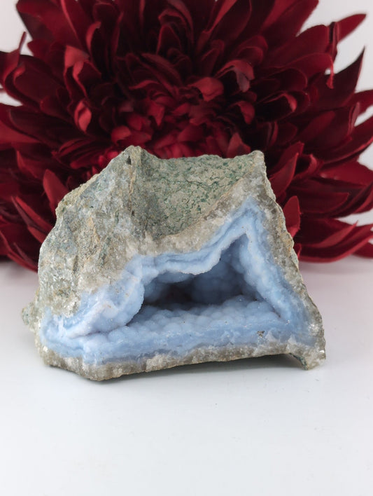 Blue Lace Agate Geode Specimen 344g - Positive Faith Hope Love