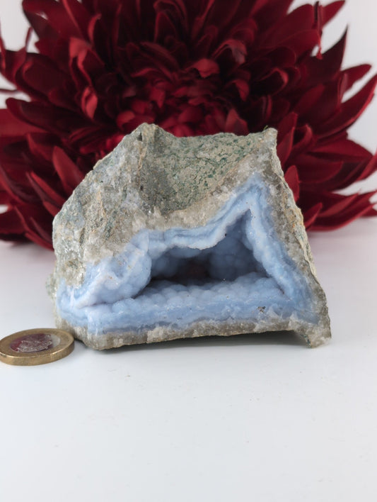 Blue Lace Agate Geode Specimen 344g - Positive Faith Hope Love